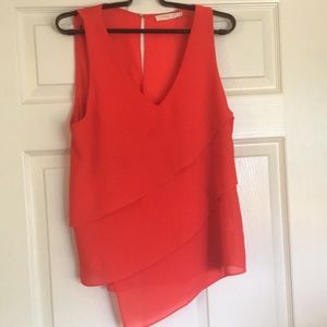 Red Chiffon Ruffled Top